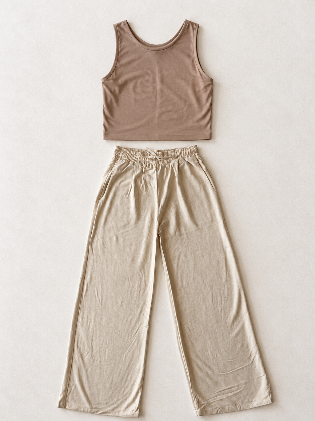 Beige Drawstring Trousers