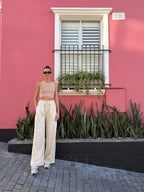 Beige Drawstring Trousers