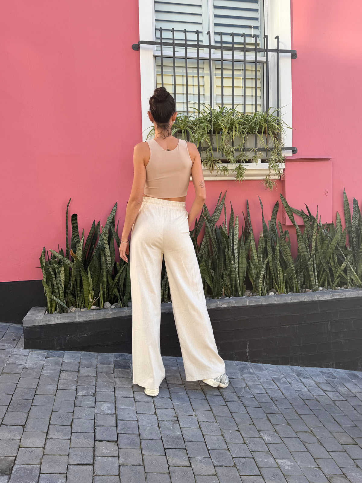 Beige Drawstring Trousers
