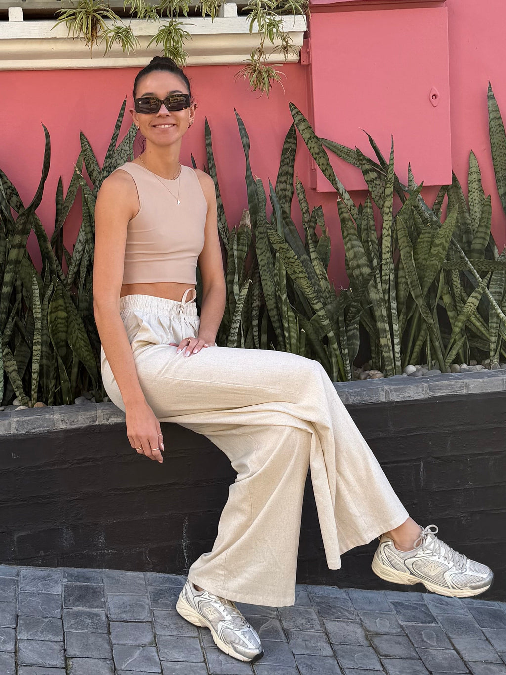 Beige Drawstring Trousers